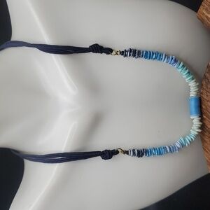 N3037 blue ocean sunrise‎ puka chip shell necklace
